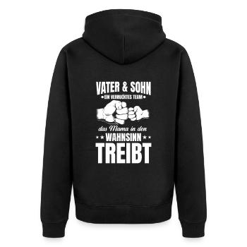 Father & Son a Crazy Team Partner Look - Unisex Premium Organic Zip Hoodie - black - Back - Nico (187cm)