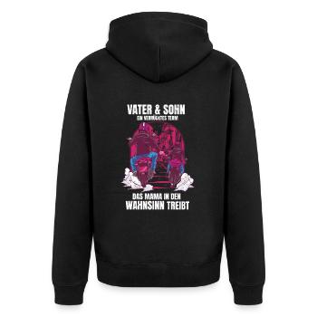 Father & Son a Crazy Team Partner Look - Unisex Premium Organic Zip Hoodie - black - Back - Nico (187cm)