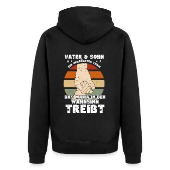 Father & Son a Crazy Team Partner Look - Unisex Premium Organic Zip Hoodie - black - Back - Nico (187cm)