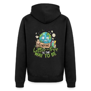 Umweltschutz Umweltschützer Recyceln - Unisex Premium Bio Zip Hoodie - Schwarz - Hinten - Nico (187cm)