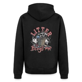Environmentalist Litter Bugs Me - Unisex Premium Organic Zip Hoodie - black - Back - Nico (187cm)