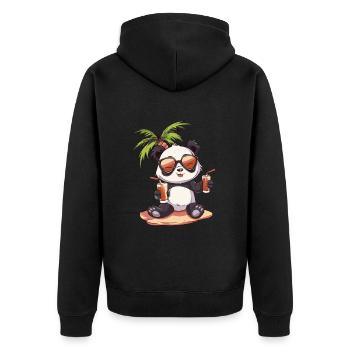 Vacances d’été à la plage Panda - Veste à capuche bio Premium Unisexe - noir - Dos - Nico (187cm)