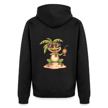 Frog Summer Beach Vacation - Unisex Premium Organic Zip Hoodie - black - Back - Nico (187cm)