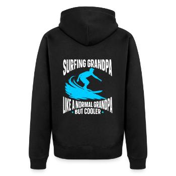 Surfender Surfer - Unisex Premium Bio Zip Hoodie - Schwarz - Hinten - Nico (187cm)