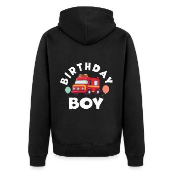 Birthday Boy Firefighter Birthday Boy - Unisex Premium Organic Zip Hoodie - black - Back - Nico (187cm)