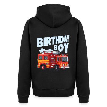 Birthday Boy Firefighter Birthday Boy - Unisex Premium Organic Zip Hoodie - black - Back - Nico (187cm)