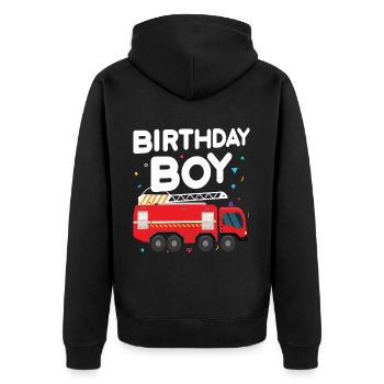 Birthday Boy Firefighter Birthday Boy - Unisex Premium Organic Zip Hoodie - black - Back - Nico (187cm)