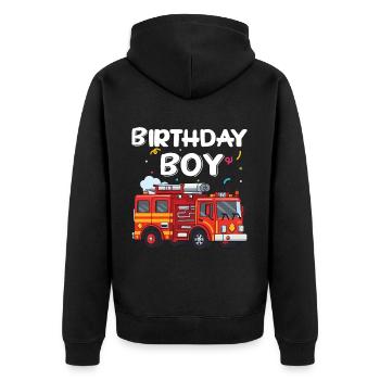Birthday Boy Firefighter Birthday Boy - Unisex Premium Organic Zip Hoodie - black - Back - Nico (187cm)