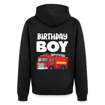 Birthday Boy Firefighter Birthday Boy - Unisex Premium Organic Zip Hoodie - black - Back - Nico (187cm)