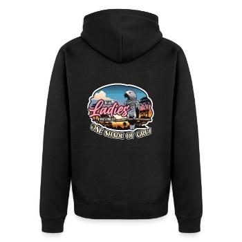 African Grey Real Ladies Only Need Ornithologist - Unisex Premium Bio Zip Hoodie - Schwarz - Hinten - Nico (187cm)
