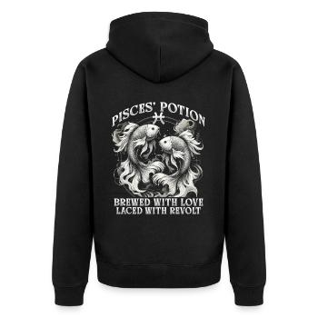 Pisces Horoscope Pisces Potion - Unisex Premium Organic Zip Hoodie - black - Back - Nico (187cm)