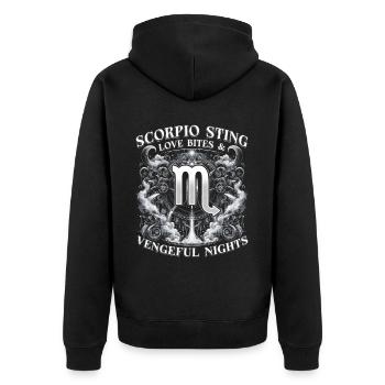 Skorpion Horoskop Scorpio Sting - Unisex Premium Bio Zip Hoodie - Schwarz - Hinten - Nico (187cm)