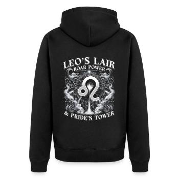 Löwe Horoskop Leo's Lair - Unisex Premium Bio Zip Hoodie - Schwarz - Hinten - Nico (187cm)