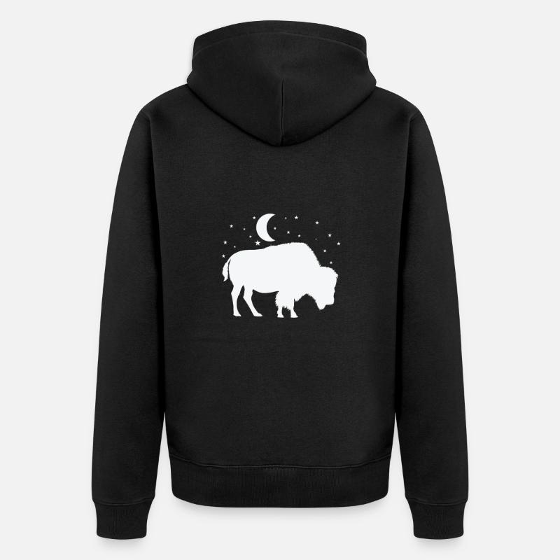 Bison au clair de lune - Veste à capuche bio Premium Unisexe - noir