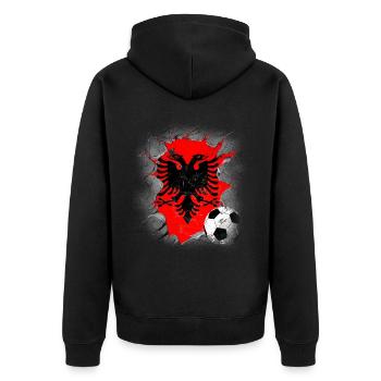 Albanien Geschenk Albania Shqiperi Fußball - Unisex Premium Bio Zip Hoodie - Schwarz - Hinten - Nico (187cm)
