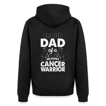 Dad Of Melanoma Cancer Warrior Awareness Month - Unisex Premium Bio Zip Hoodie - Schwarz - Hinten - Nico (187cm)