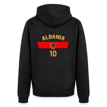 Albanien Geschenk Albania Shqiperi Fußball - Unisex Premium Bio Zip Hoodie - Schwarz - Hinten - Nico (187cm)