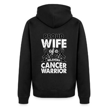 Wife Of Melanoma Cancer Warrior Awareness Black - Unisex Premium Bio Zip Hoodie - Schwarz - Hinten - Nico (187cm)