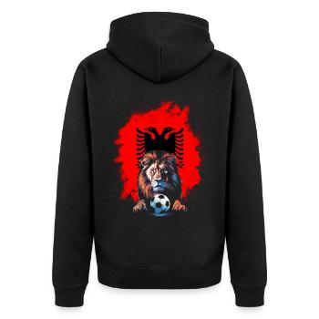 Albanien Geschenk Albania Shqiperi Fußball - Unisex Premium Bio Zip Hoodie - Schwarz - Hinten - Nico (187cm)