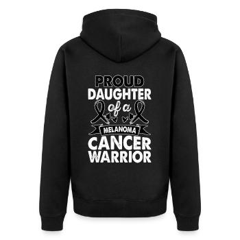 Tochter Von Melanoma Cancer Warrior Awareness - Unisex Premium Bio Zip Hoodie - Schwarz - Hinten - Nico (187cm)