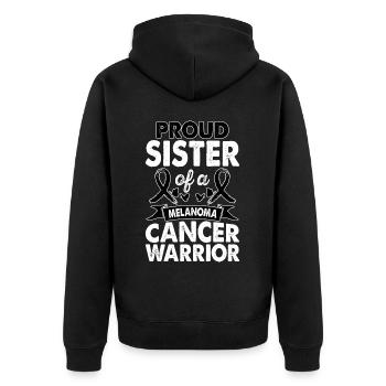 Sister Of Melanoma Cancer Warrior Awareness Black - Unisex Premium Organic Zip Hoodie - black - Back - Nico (187cm)