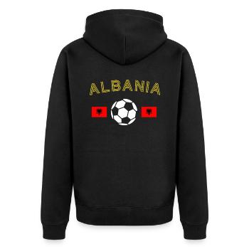 Albanien Geschenk Albania Shqiperi Fußball - Unisex Premium Bio Zip Hoodie - Schwarz - Hinten - Nico (187cm)