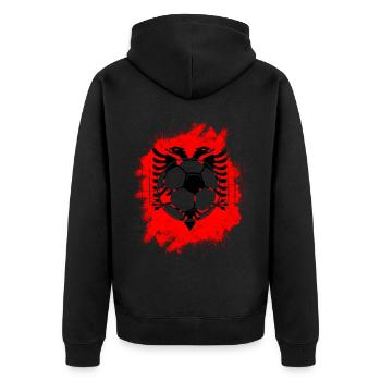 Albanien Geschenk Albania Shqiperi Fußball - Unisex Premium Bio Zip Hoodie - Schwarz - Hinten - Nico (187cm)