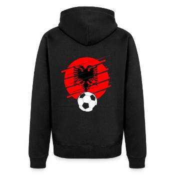 Albanien Geschenk Albania Shqiperi Fußball - Unisex Premium Bio Zip Hoodie - Schwarz - Hinten - Nico (187cm)
