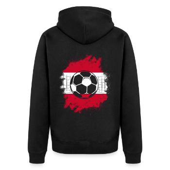 Austria Österreich Wien Steiermark Tirol - Unisex Premium Bio Zip Hoodie - Schwarz - Hinten - Nico (187cm)