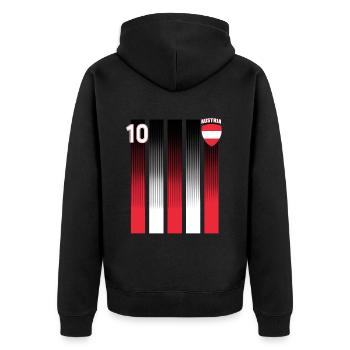 Austria Österreich Wien Steiermark Tirol - Unisex Premium Bio Zip Hoodie - Schwarz - Hinten - Nico (187cm)