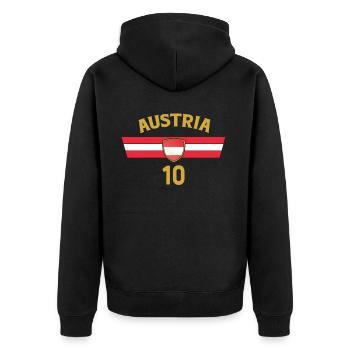 Austria Österreich Wien Steiermark Tirol - Unisex Premium Bio Zip Hoodie - Schwarz - Hinten - Nico (187cm)