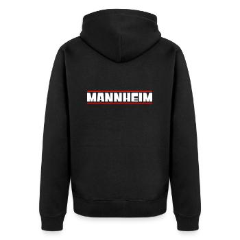 Mannheim - Unisex Premium Organic Zip Hoodie - black - Back - Nico (187cm)