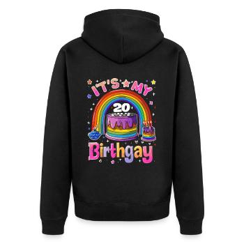 C’est ma naissancegay naissance-gay lgbt gay - Veste à capuche bio Premium Unisexe - noir - Dos - Nico (187cm)