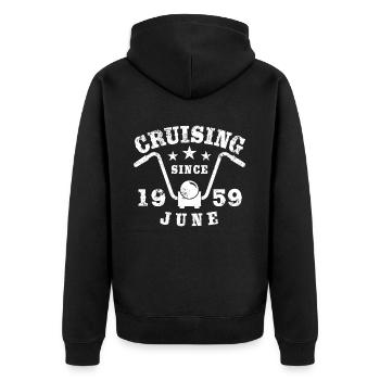 Cruising Biker Geburtstag Juni 1959 Motorrad - Unisex Premium Bio Zip Hoodie - Schwarz - Hinten - Nico (187cm)