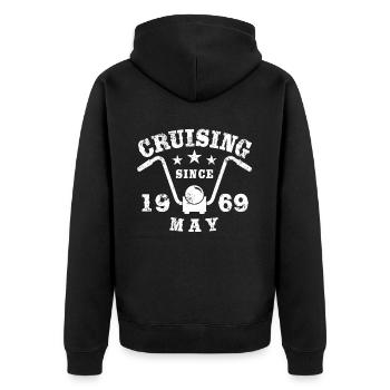 Cruising Biker Geburtstag Mai 1969 Motorrad - Unisex Premium Bio Zip Hoodie - Schwarz - Hinten - Nico (187cm)