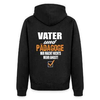 Vater und Pädagoge - Unisex Premium Bio Zip Hoodie - Schwarz - Hinten - Nico (187cm)