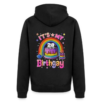 C’est ma naissancegay naissance-gay lgbt gay - Veste à capuche bio Premium Unisexe - noir - Dos - Nico (187cm)
