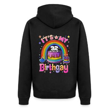 C’est ma naissancegay naissance-gay lgbt gay - Veste à capuche bio Premium Unisexe - noir - Dos - Nico (187cm)