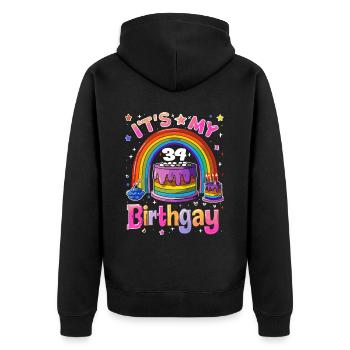 Es Ist Mein Birthgay Birth-gay Lgbt Gay - Unisex Premium Bio Zip Hoodie - Schwarz - Hinten - Nico (187cm)