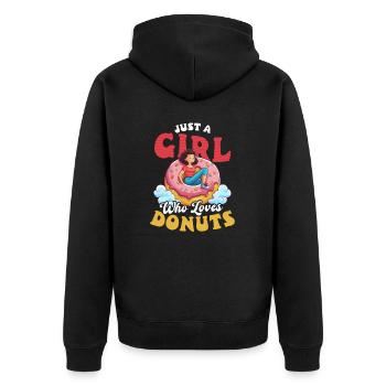 Donut-Mädchen liebt Donuts - Unisex Premium Bio Zip Hoodie - Schwarz - Hinten - Nico (187cm)
