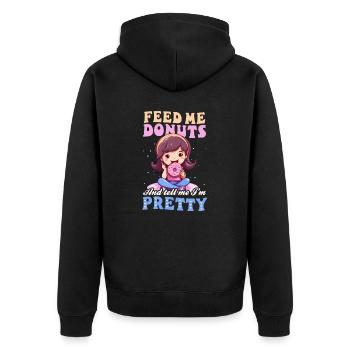 Donut Feed Me Donuts - Unisex Premium Bio Zip Hoodie - Schwarz - Hinten - Nico (187cm)