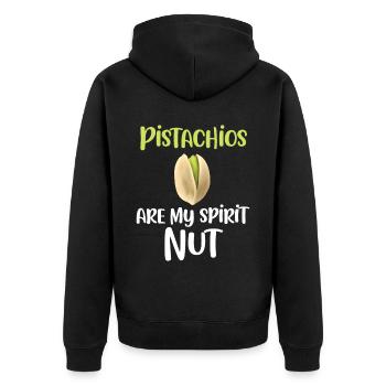 Pistazien Sind Meine - Unisex Premium Bio Zip Hoodie - Schwarz - Hinten - Nico (187cm)