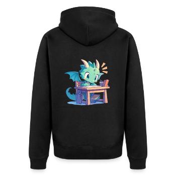 Dragon School Schreibtisch Dragon Kids - Unisex Premium Bio Zip Hoodie - Schwarz - Hinten - Nico (187cm)