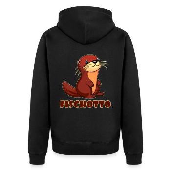 Otto Name, Fischotto Outfit zum Namenstag mit Name - Unisex Premium Bio Zip Hoodie - Schwarz - Hinten - Nico (187cm)