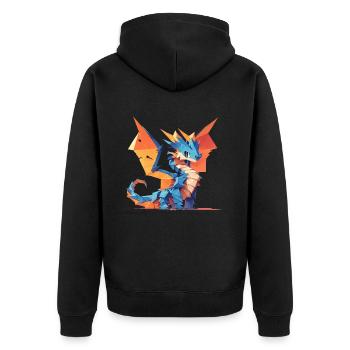Drache Origami Kawaii Drache Kinder - Unisex Premium Bio Zip Hoodie - Schwarz - Hinten - Nico (187cm)