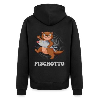 Otto Name, Fischotto Outfit zum Namenstag mit Name - Unisex Premium Bio Zip Hoodie - Schwarz - Hinten - Nico (187cm)