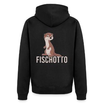Otto Name, Fischotto Outfit zum Namenstag mit Name - Unisex Premium Bio Zip Hoodie - Schwarz - Hinten - Nico (187cm)