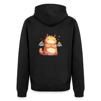 Drachen Yoga Kawaii Drache Kinder - Unisex Premium Bio Zip Hoodie - Schwarz - Hinten - Nico (187cm)