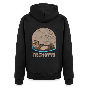 Otto Name, Fischotto Outfit for Name Day with Name - Unisex Premium Organic Zip Hoodie - black - Back - Nico (187cm)