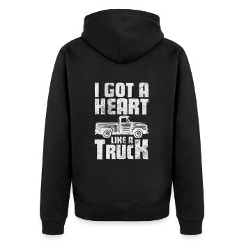 Country - Unisex Premium Organic Zip Hoodie - black - Back - Nico (187cm)